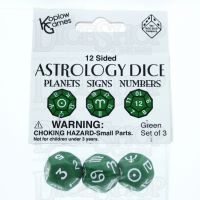 Koplow Opaque Green Astrology 3 x D12 Dice Set
