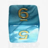 TDSO Pearl Teal & Gold D6 Dice