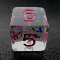 TDSO Confetti Alphabet Clear & Pink D6 Dice