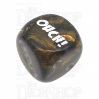 Chessex Leaf Black Gold OUCH! Logo D6 Spot Dice