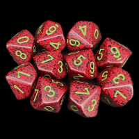 Chessex Speckled Strawberry 10 x D10 Dice Set