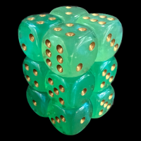 Chessex Borealis Maple Green & Yellow 12 x D6 Dice Set
