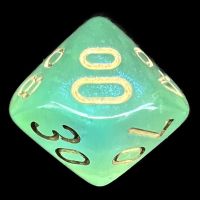 Chessex Borealis Light Green & Gold Luminary Percentile Dice