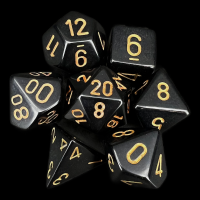 Chessex Opaque Black & Gold 7 Dice Polyset
