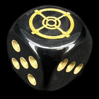 Chessex Opaque Black & Gold Sight Reticule D6 Spot Dice