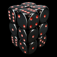 Chessex Opaque Black & Red 12 x D6 Dice Set
