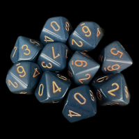 Chessex Opaque Dusty Blue & Gold 10 x D10 Dice Set