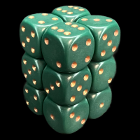 Chessex Opaque Dusty Green & Copper 12 x D6 Dice Set