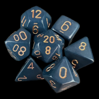 Chessex Opaque Dusty Blue & Gold 7 Dice Polyset