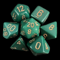Chessex Opaque Dusty Green & Copper 7 Dice Polyset