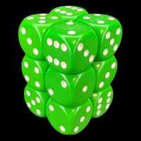 Chessex Opaque Green & White 12 x D6 Dice Set