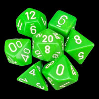 Chessex Opaque Green & White 7 Dice Polyset