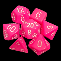 Chessex Opaque Pink & White 7 Dice Polyset