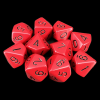 Chessex Opaque Red & Black 10 x D10 Dice Set