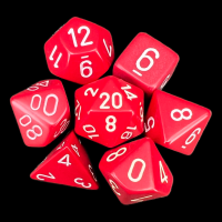 Chessex Opaque Red & White 7 Dice Polyset