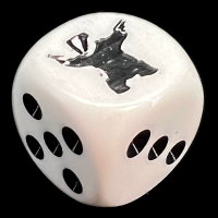 Chessex Opaque White & Black Badger with Guns Logo D6 Spot Dice