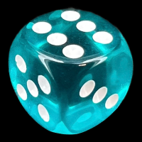Chessex Translucent Teal & White 16mm D6 Spot Dice