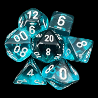 Chessex Translucent Teal & White 7 Dice Polyset