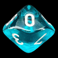 Chessex Translucent Teal & White D10 Dice
