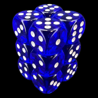 Chessex Translucent Blue & White 12 x D6 Dice Set