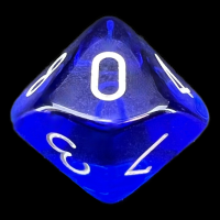 Chessex Translucent Blue & White D10 Dice