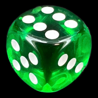 Chessex Translucent Green & White 16mm D6 Spot Dice