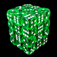 Chessex Translucent Green & White 36 x D6 Dice Set