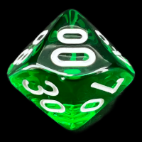 Chessex Translucent Green & White Percentile Dice