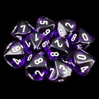 Chessex Translucent Purple & White 10 x D10 Dice Set