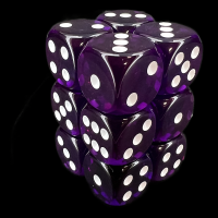 Chessex Translucent Purple & White 12 x D6 Dice Set