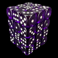 Chessex Translucent Purple & White 36 x D6 Dice Set
