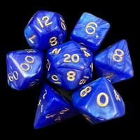 D&G Pearl Blue & Gold 7 Dice Polyset