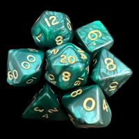 D&G Pearl Green & Gold 7 Dice Polyset