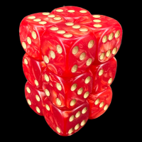 D&G Pearl Red & Gold 12 x D6 Dice Set