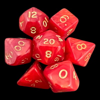 D&G Pearl Red & Gold 7 Dice Polyset