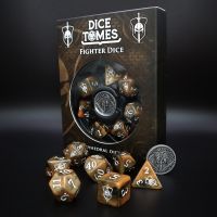 Dice Tomes Fighter 7 Dice Polyset + Coin 