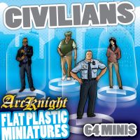  ArcKnight Flat Plastic Miniatures - Civilians - 64 Minis