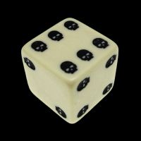 TDSO Opaque Ivory & Black Skull Dice of Death D6 Spot Dice