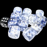 Role 4 Initiative Diffusion Blue Ink & White 12 x D6 18mm Dice Set