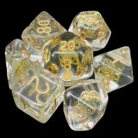 TDSO Gear & Cogs Clear Gold With Gold 7 Dice Polyset
