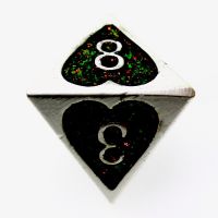 TDSO Metal Silver Heart & Iridescent Mica D8 Dice