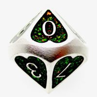 TDSO Metal Silver Heart & Iridescent & Mica D10 Dice