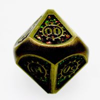 TDSO Metal Gears Antique Gold & Amber Mica Percentile Dice