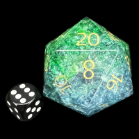 TDSO Fused Glass Water Blue & Green GODSTONE MASSIVE 50mm D20 Dice