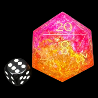 TDSO Fused Glass Fire Pink & Orange GODSTONE MASSIVE 50mm D20 Dice