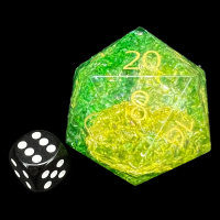 TDSO Fused Glass Earth Green & Yellow GODSTONE MASSIVE 50mm D20 Dice