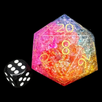 TDSO Fused Glass Fae Rainbow GODSTONE MASSIVE 50mm D20 Dice