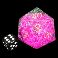 TDSO Fused Glass Chaos Green & Magenta GODSTONE MASSIVE 55mm D20 Dice