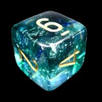 Chessex Nebula Oceanic & Gold Luminary Glow In Dark D6 Dice