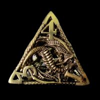 TDSO Metal Hollow Dragon Gold D4 Dice